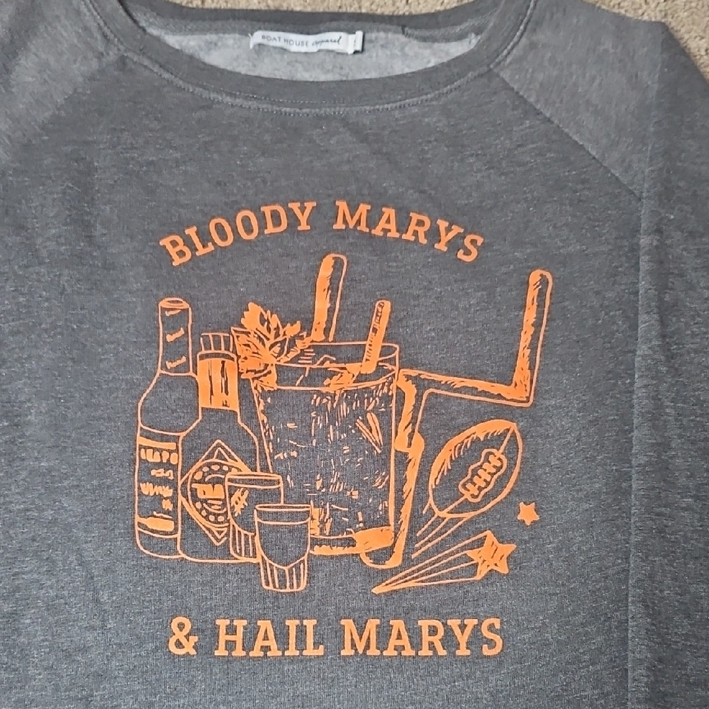 Gray Sweatshirt with Orange Graphic